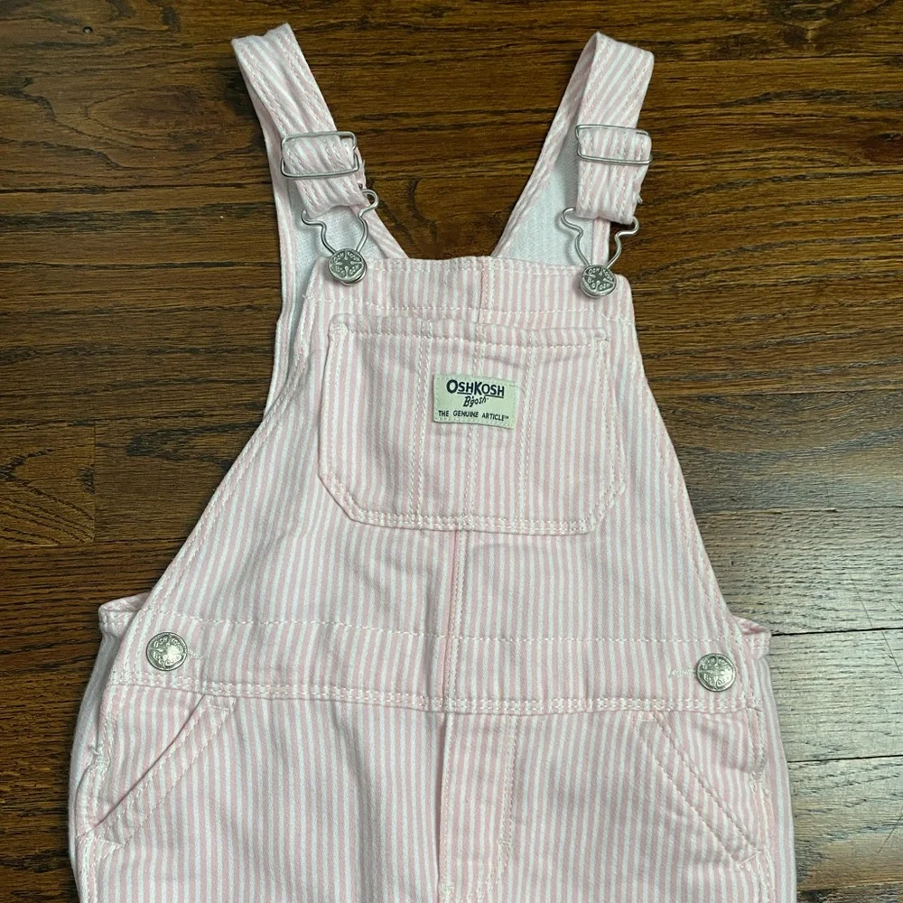 OshKosh B'gosh- toddler girl Overalls 4T pink stripe spring summer pinstripe